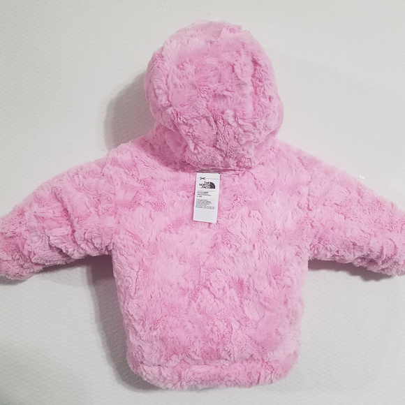 North Face Girls 0-3M Mos Pink Puffer Fleece Jacket Infant Baby Coat Reversible - Picture 6 of 6